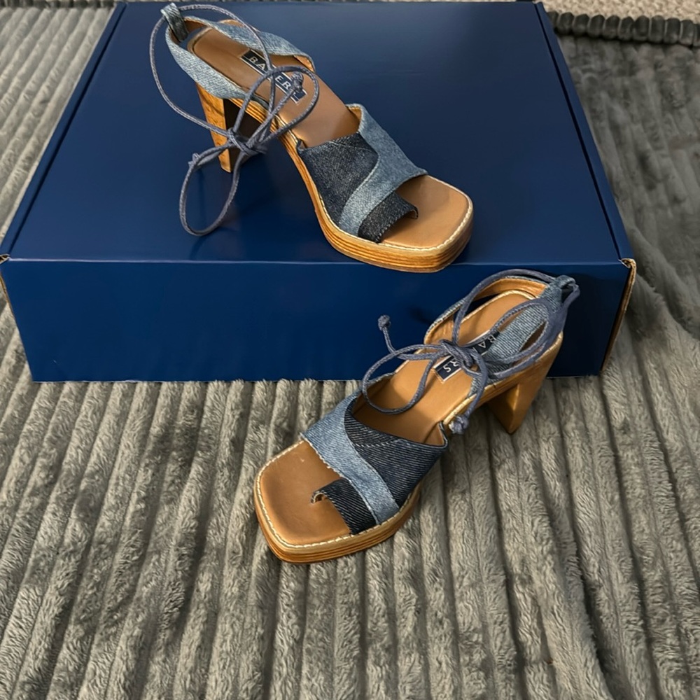Bakers leather and denim heels